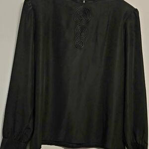 Elegant Black Blouse with Spiral Detail